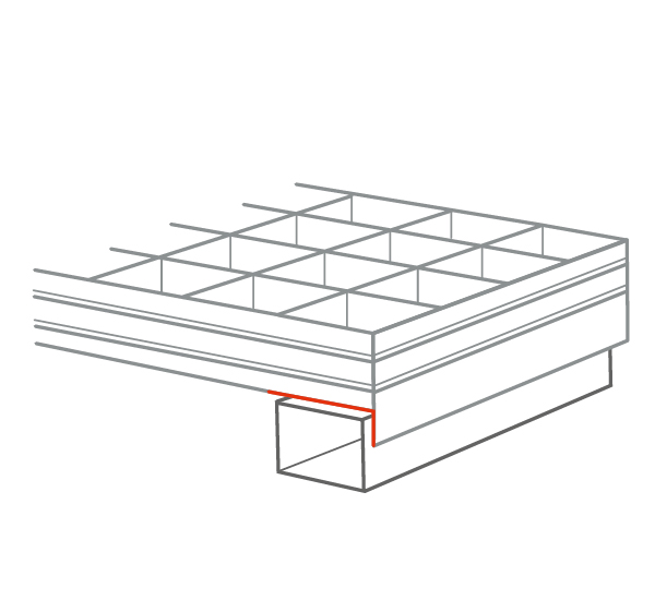 Securing the grating with an overhanging flange